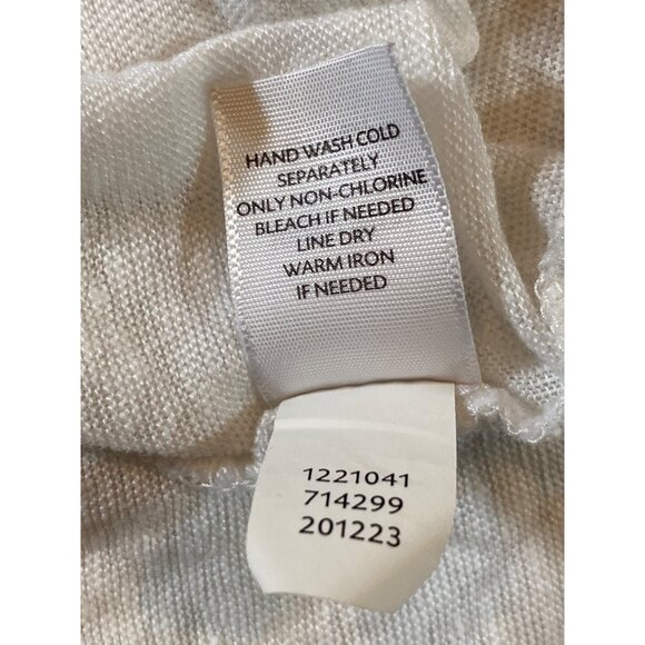 J Jill Linen White T Shirt Tee Top Rolled SS Women No Size Tag - Picture 10 of 10